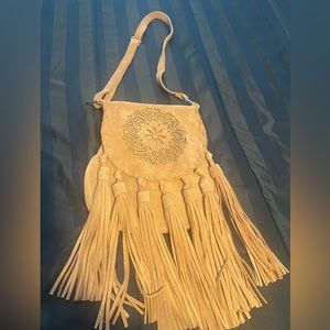 Tan Fringe Suede Purse